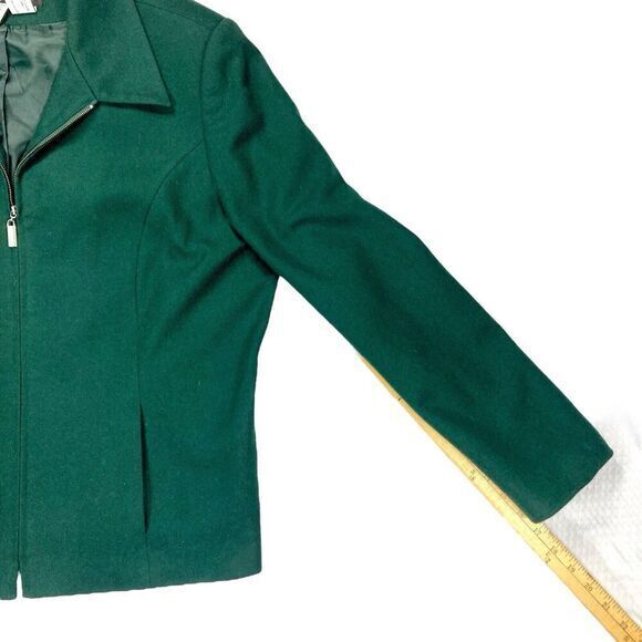 Sag Harbor Front Zip Blazer Womens Sz 18 Green Wool Classic Preppy Career Jacket - Picture 14 of 16